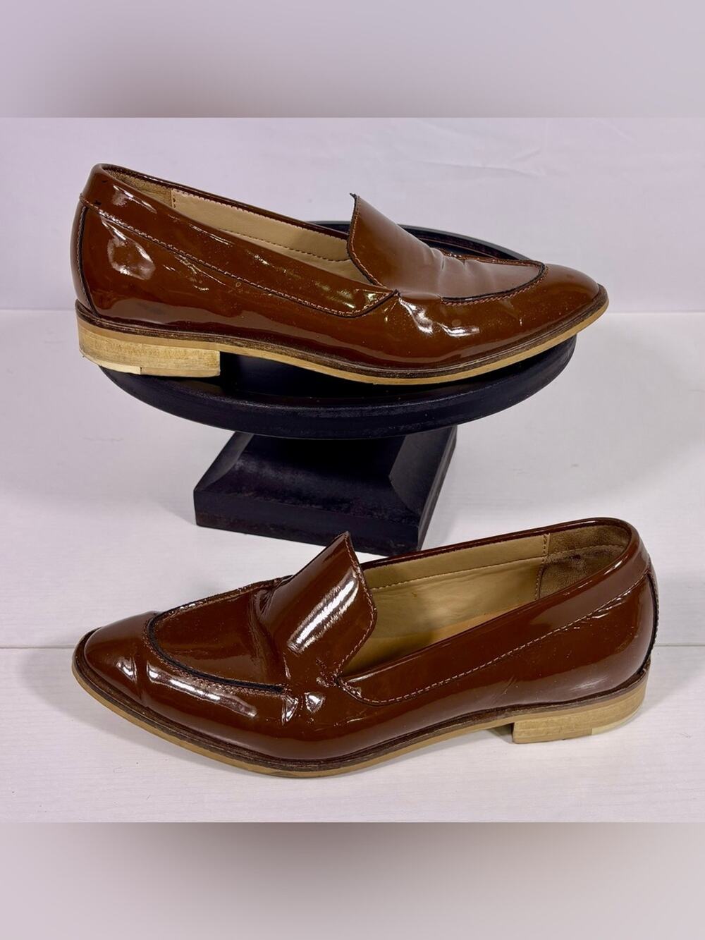 Everlane Patent Leather Loafers Brown Italian Made Slip On Flats 6.5